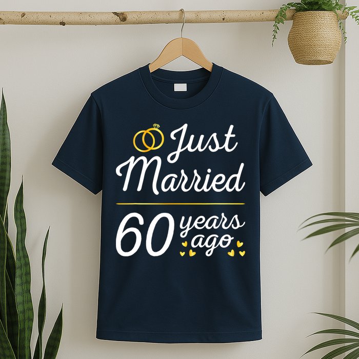 Just Married 60 Years Ago 60th Wedding Anniversary Matching T-Shirt