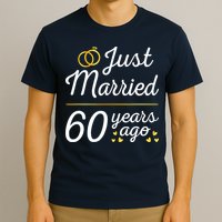Just Married 60 Years Ago 60th Wedding Anniversary Matching T-Shirt