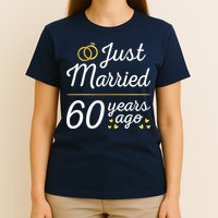 Just Married 60 Years Ago 60th Wedding Anniversary Matching T-Shirt