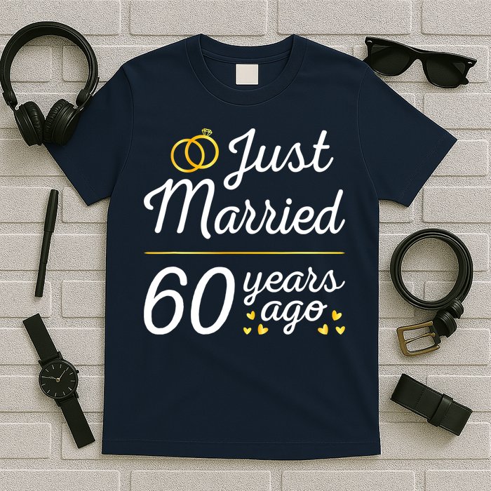 Just Married 60 Years Ago 60th Wedding Anniversary Matching T-Shirt