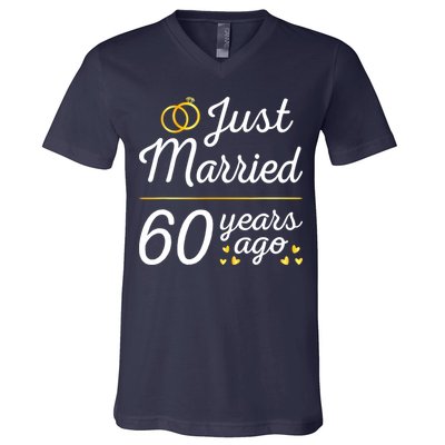 Just Married 60 Years Ago 60th Wedding Anniversary Matching V-Neck T-Shirt