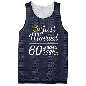 Just Married 60 Years Ago 60th Wedding Anniversary Matching Mesh Reversible Basketball Jersey Tank