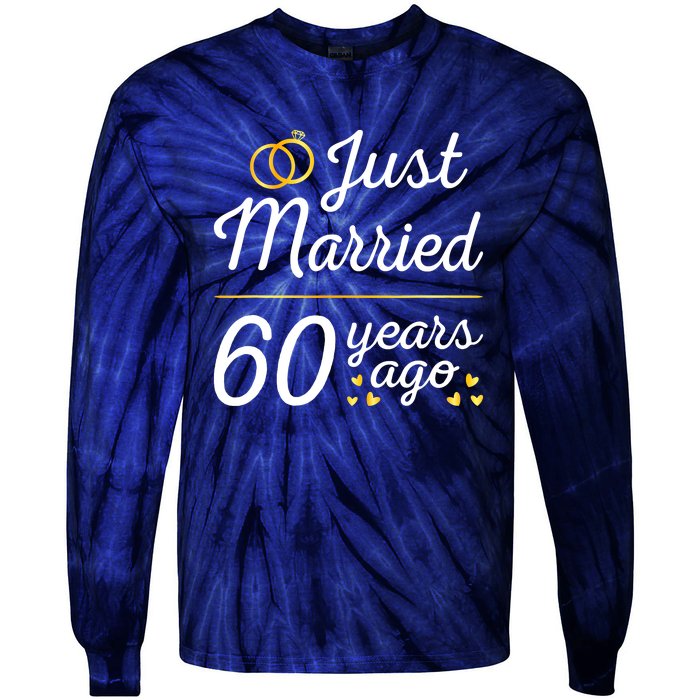 Just Married 60 Years Ago 60th Wedding Anniversary Matching Tie-Dye Long Sleeve Shirt