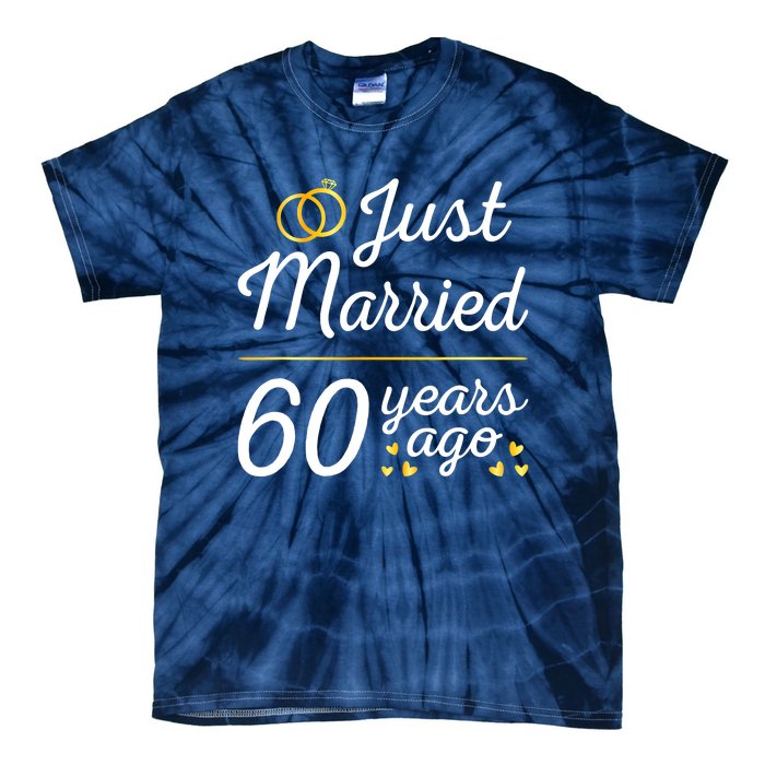 Just Married 60 Years Ago 60th Wedding Anniversary Matching Tie-Dye T-Shirt