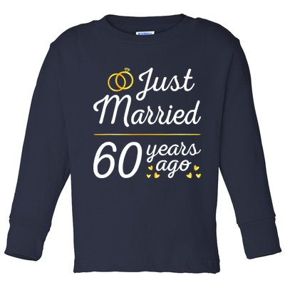 Just Married 60 Years Ago 60th Wedding Anniversary Matching Toddler Long Sleeve Shirt