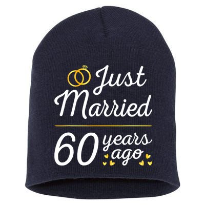 Just Married 60 Years Ago 60th Wedding Anniversary Matching Short Acrylic Beanie