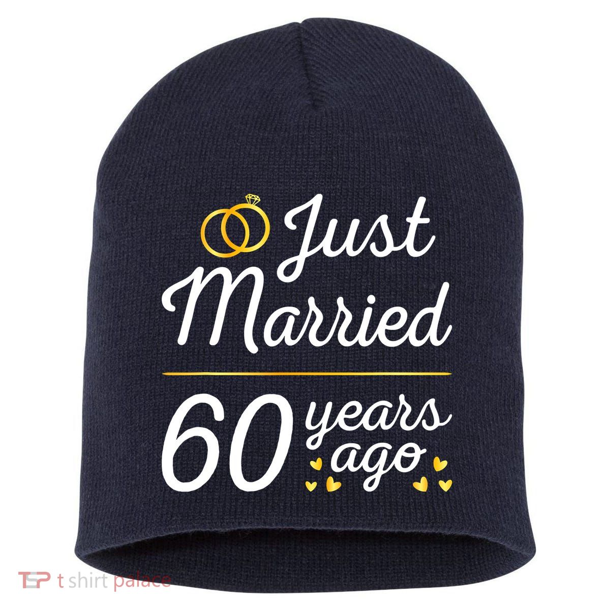 Just Married 60 Years Ago 60th Wedding Anniversary Matching Short Acrylic Beanie
