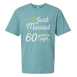 Just Married 60 Years Ago 60th Wedding Anniversary Matching Sueded Cloud Jersey T-Shirt