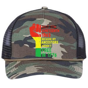 Juneteenth My Ancestors Free Black African Flag Pride Fist Retro Rope Trucker Hat Cap