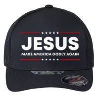 Jesus Make America Godly Again Patriotic Christian Faith USA Flexfit Unipanel Trucker Cap