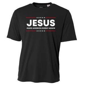 Jesus Make America Godly Again Patriotic Christian Faith USA Cooling Performance Crew T-Shirt