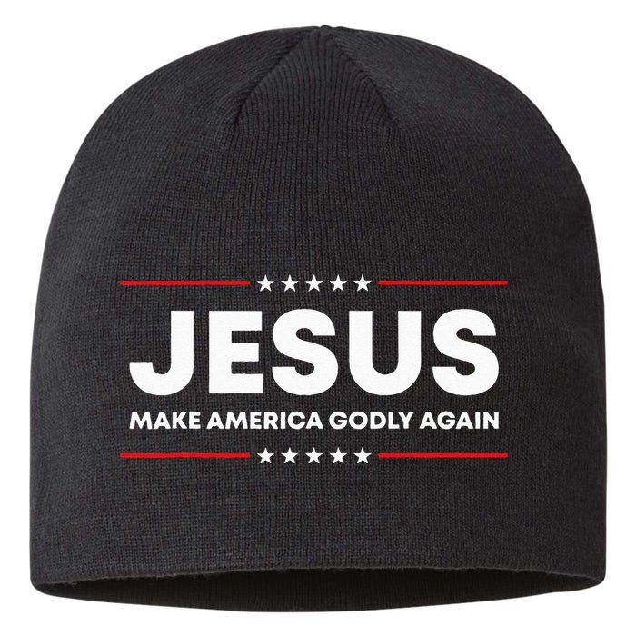 Jesus Make America Godly Again Patriotic Christian Faith USA Sustainable Beanie