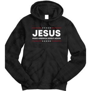 Jesus Make America Godly Again Patriotic Christian Faith USA Tie Dye Hoodie