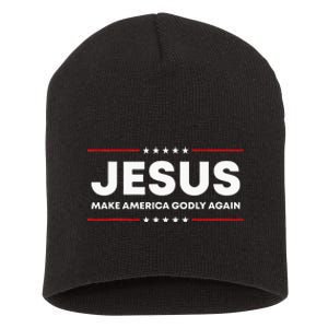 Jesus Make America Godly Again Patriotic Christian Faith USA Short Acrylic Beanie