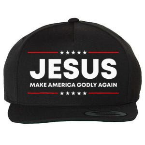 Jesus Make America Godly Again Patriotic Christian Faith USA Wool Snapback Cap