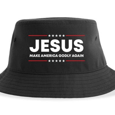 Jesus Make America Godly Again Patriotic Christian Faith Usa Gift Sustainable Bucket Hat