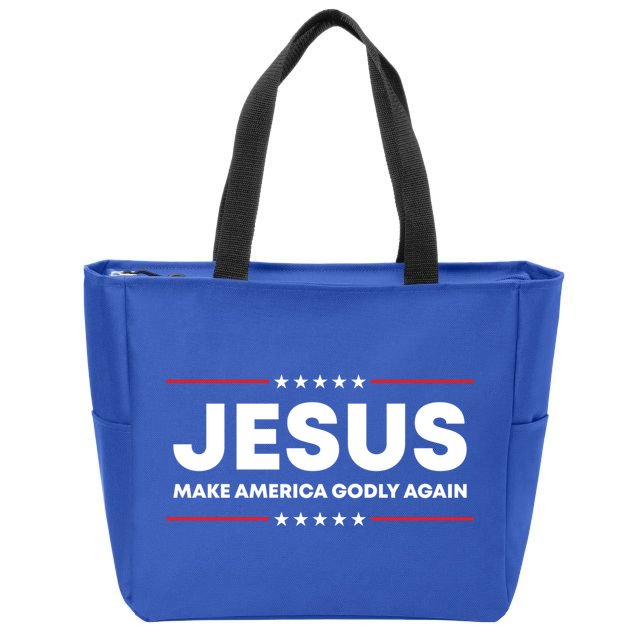 Jesus Make America Godly Again Patriotic Christian Faith Usa Gift Zip Tote Bag