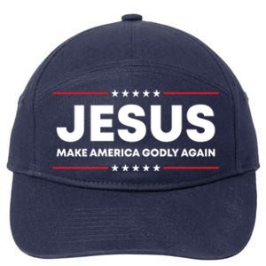 Jesus Make America Godly Again Patriotic Christian Faith Usa Gift 7-Panel Snapback Hat