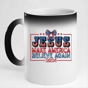 Jesus Make America Believe Again 2024 Election Usa 2024 11oz Black Color Changing Mug