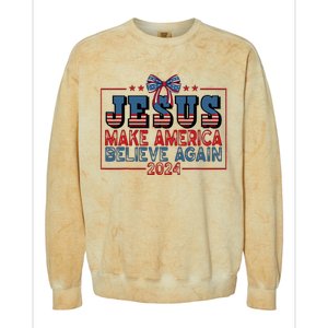 Jesus Make America Believe Again 2024 Election Usa 2024 Colorblast Crewneck Sweatshirt