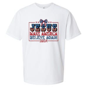 Jesus Make America Believe Again 2024 Election Usa 2024 Sueded Cloud Jersey T-Shirt