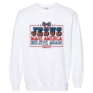 Jesus Make America Believe Again 2024 Election Usa 2024 Garment-Dyed Sweatshirt