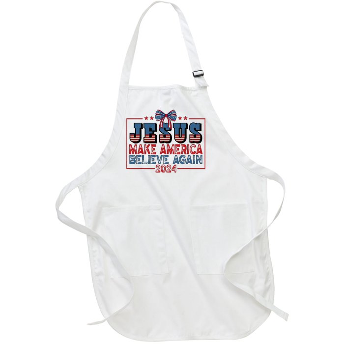 Jesus Make America Believe Again 2024 Election Usa 2024 Full-Length Apron With Pockets