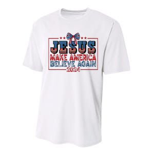 Jesus Make America Believe Again 2024 Election Usa 2024 Performance Sprint T-Shirt