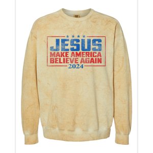 Jesus Make America Believe Again 2024 Colorblast Crewneck Sweatshirt