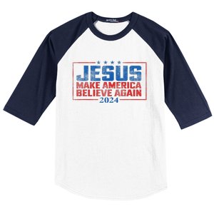 Jesus Make America Believe Again 2024 Baseball Sleeve Shirt