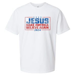 Jesus Make America Believe Again 2024 Sueded Cloud Jersey T-Shirt