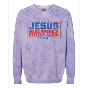 Jesus Make America Believe Again 2024 Election Colorblast Crewneck Sweatshirt