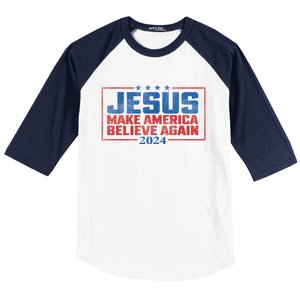 Jesus Make America Believe Again 2024 Election Baseball Sleeve Shirt