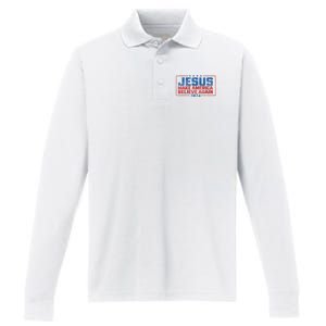 Jesus Make America Believe Again 2024 Election Performance Long Sleeve Polo