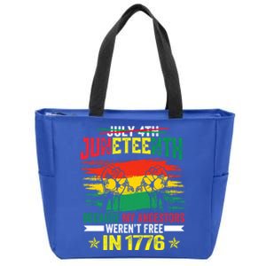 Juneteenth My Ancestors Free Black African Flag Pride Fist Gift Zip Tote Bag