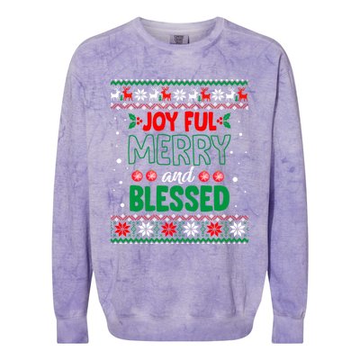 Joyful Merry And Blessed Christmas Gift Ugly Xmas Sweater Great Gift Colorblast Crewneck Sweatshirt