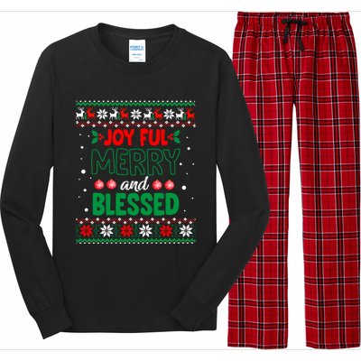 Joyful Merry And Blessed Christmas Gift Ugly Xmas Sweater Great Gift Long Sleeve Pajama Set