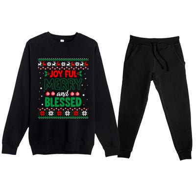 Joyful Merry And Blessed Christmas Gift Ugly Xmas Sweater Great Gift Premium Crewneck Sweatsuit Set