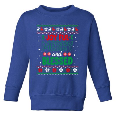 Joyful Merry And Blessed Christmas Gift Ugly Xmas Sweater Great Gift Toddler Sweatshirt