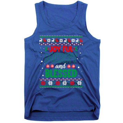 Joyful Merry And Blessed Christmas Gift Ugly Xmas Sweater Great Gift Tank Top