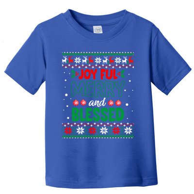 Joyful Merry And Blessed Christmas Gift Ugly Xmas Sweater Great Gift Toddler T-Shirt