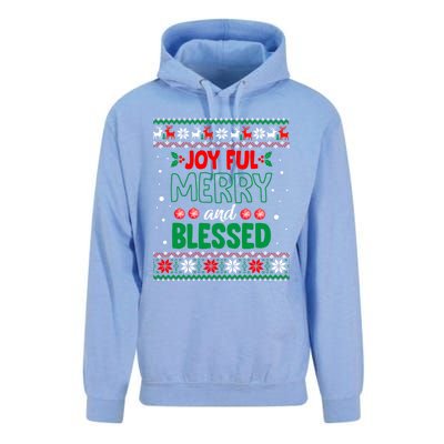 Joyful Merry And Blessed Christmas Gift Ugly Xmas Sweater Great Gift Unisex Surf Hoodie