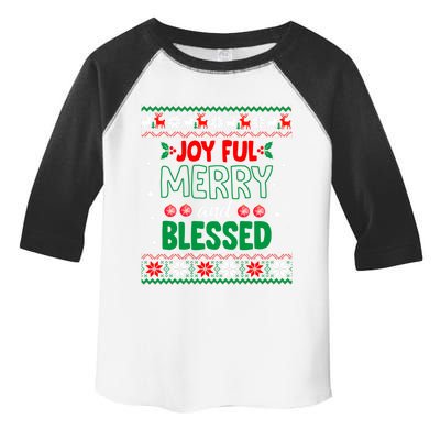 Joyful Merry And Blessed Christmas Gift Ugly Xmas Sweater Great Gift Toddler Fine Jersey T-Shirt