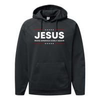 Jesus Make America Godly Again Patriotic Christian Faith Usa Performance Fleece Hoodie