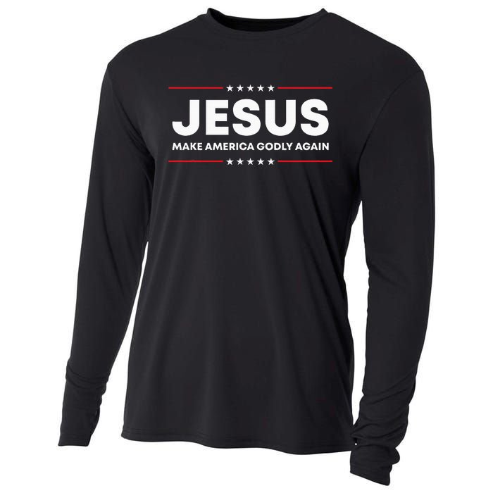 Jesus Make America Godly Again Patriotic Christian Faith Usa Cooling Performance Long Sleeve Crew