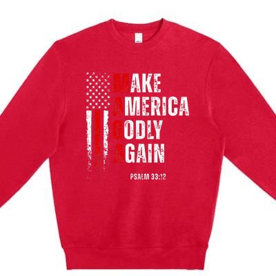 Jesus Make America Godly Again American Patriot Christian Premium Crewneck Sweatshirt