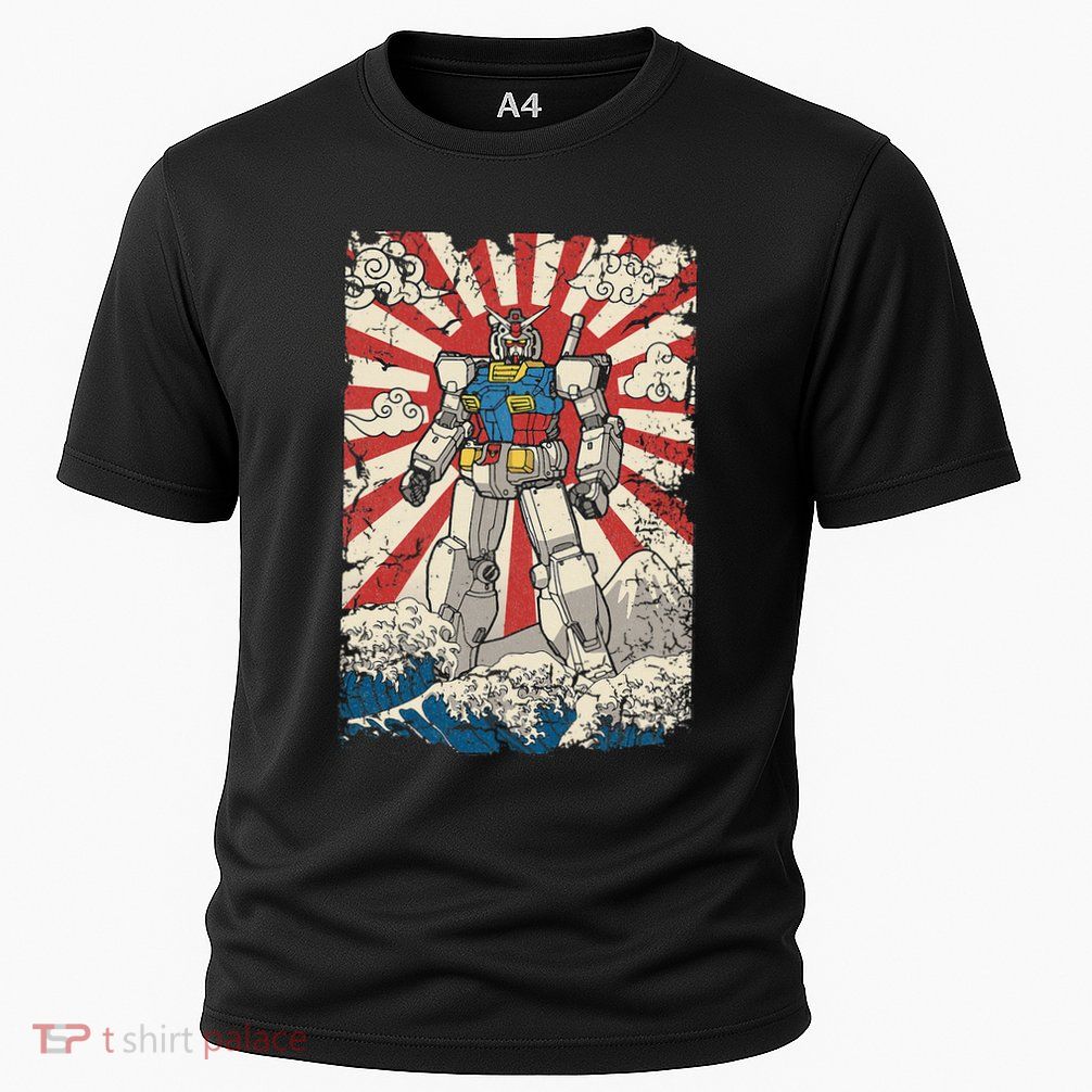 Japanese Mecha Anime Robot Kanagawa Great Wave Manga Cooling Performance Crew T-Shirt