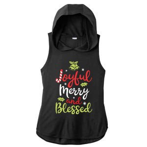 Joyful Merry And Blessed Christmas Girls Xmas Holiday Funny Gift Ladies PosiCharge Tri-Blend Wicking Draft Hoodie Tank