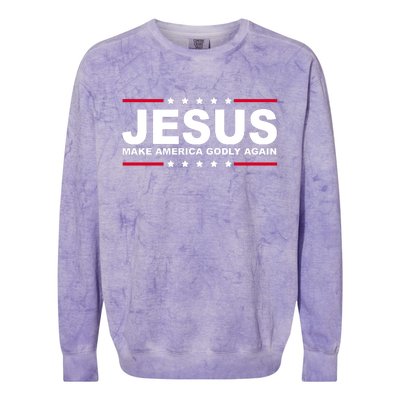 Jesus Make America Godly Again Colorblast Crewneck Sweatshirt