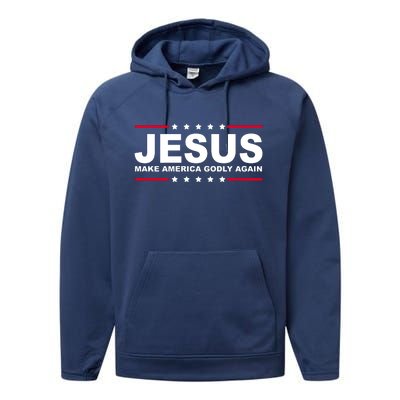 Jesus Make America Godly Again Performance Fleece Hoodie